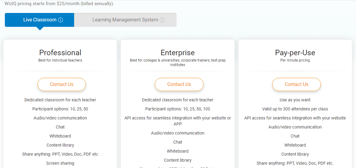 WizIQ Features and Pricing