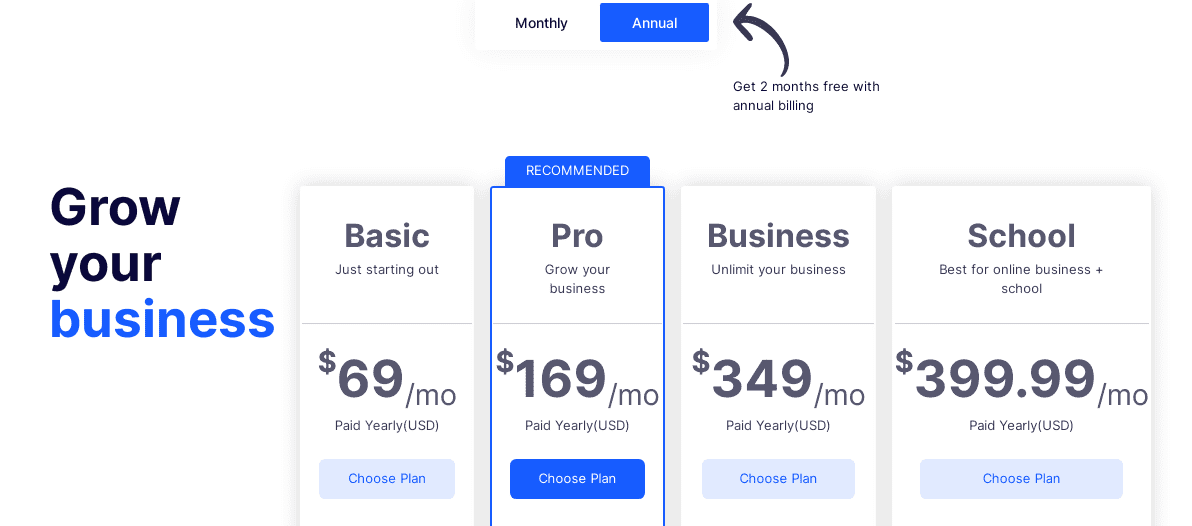 Vonza Membership Annual Pricing
