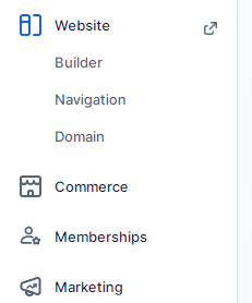 Vonza Membership Website Builder Menu