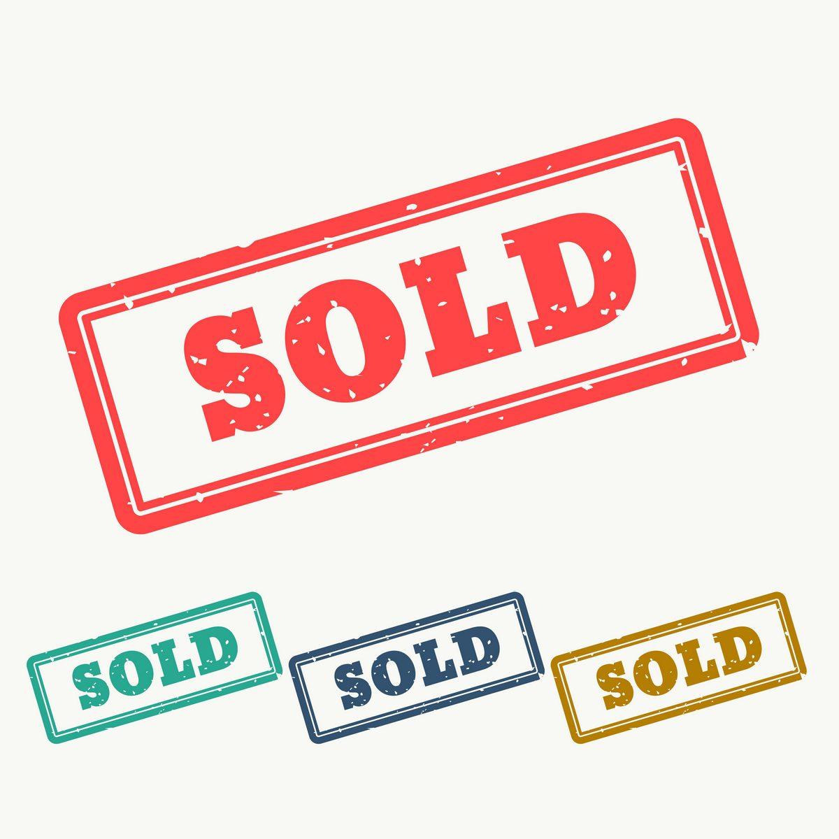 sold rubber stamp in grungy style