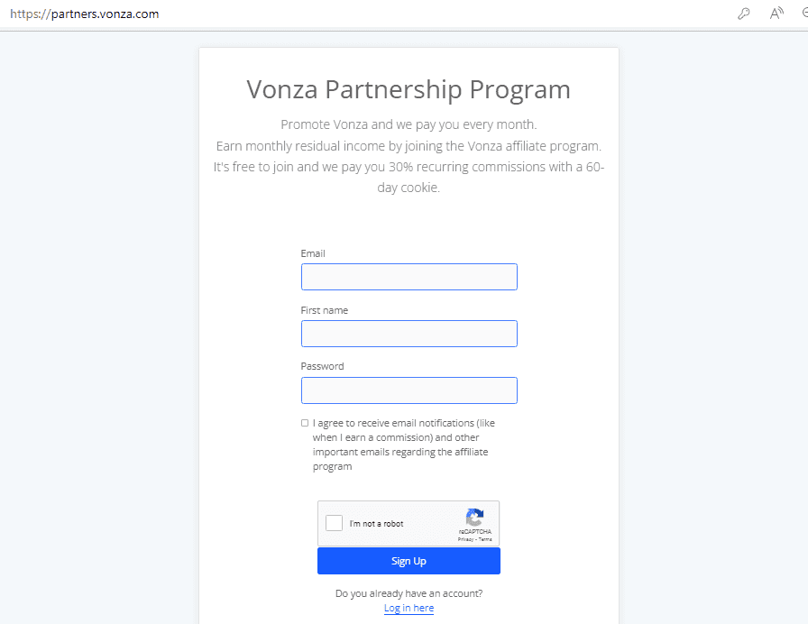 Vonza Partnership Program