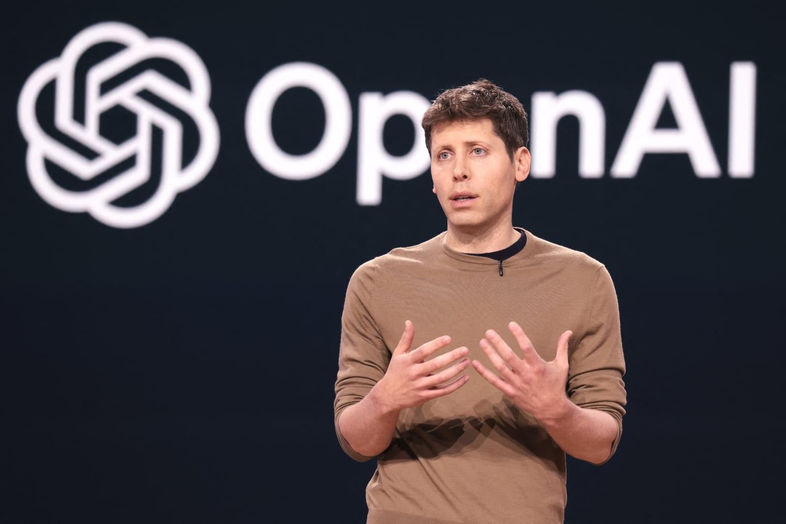 Sam Altman presenting his OpenAI innovation